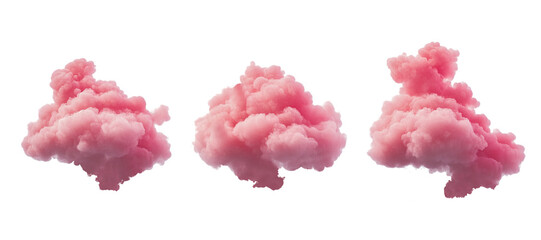 Wall Mural - Set of pink clouds isolated on white