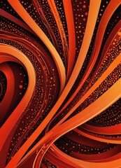 Poster - a striking abstract composition of curved lines and dots in shades of orange and black, creating a dynamic and visually captivating pattern.