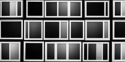 Aufkleber - A grid of black and white rectangular frames, each with a white border, arranged in a symmetrical pattern