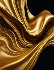 Aufkleber - a dynamic, swirling pattern of gold fabric or material, with a dark background that accentuates the golden hues The does not contain any discernible text or