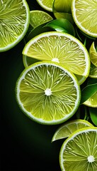 Aufkleber - A close-up view of several slices of lime, showcasing their vibrant green color and intricate patterns.