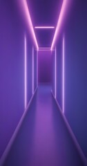 Aufkleber - A long, dimly lit corridor with purple lighting, creating a sense of depth and mystery