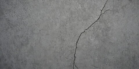 Poster - A close-up view concrete surface with a visible crack running horizontally across it