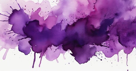 Aufkleber - a vibrant abstract watercolor painting with splashes of purple and pink hues, creating a dynamic and expressive composition