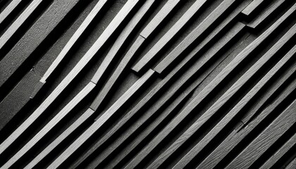 Poster - a close-up black and white photograph wooden wall composed of vertical wooden slats arranged in a diagonal pattern