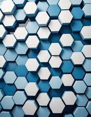 Fototapete - a repeating pattern of white hexagonal shapes against a blue background