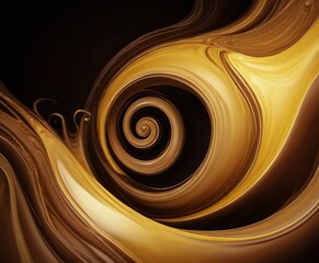 Leinwandbilder - a spiral pattern in shades of brown and gold, with a dark background that accentuates the swirling, organic shapes