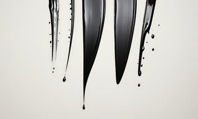 Poster - Abstract black and white featuring dripping paint or ink on a plain background