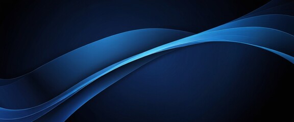 Poster - a dark blue abstract background with a wave-like pattern of curved lines, creating a sense of movement and fluidity