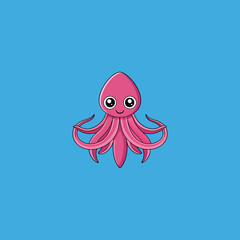 Wall Mural - Illustration of cartoon octopus vector