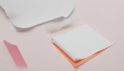 Leinwandbilder - a collection of white and pink paper sheets arranged on a light pink background