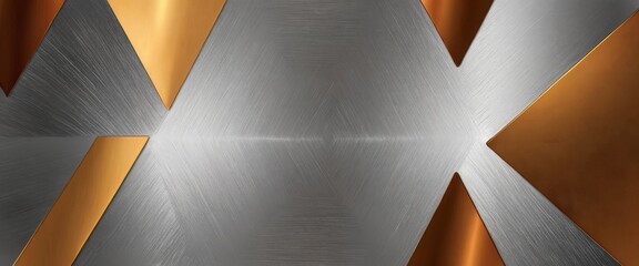 Poster - a metallic surface with a geometric pattern of intersecting lines and triangles in shades of silver and gold