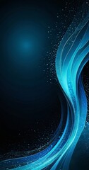 Fototapete - a dark blue background with a wave-like pattern of blue and white lines and dots, creating a sense of movement and energy.