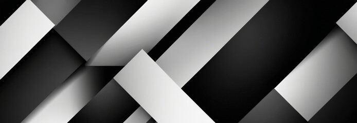 Leinwandbilder - a black and white abstract composition featuring intersecting diagonal lines and rectangles, creating a sense of depth and movement