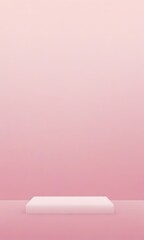 Leinwandbilder - A white podium stands alone against a gradient pink backdrop, creating a minimalist and serene visual