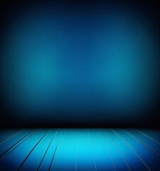 Poster - a dark blue gradient background with a wooden floor in the foreground, featuring a series of parallel lines that create a sense of depth and perspective