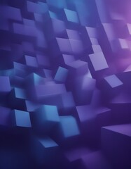 Poster - a complex arrangement of cubes in various shades of blue and purple, creating a visually striking and abstract pattern