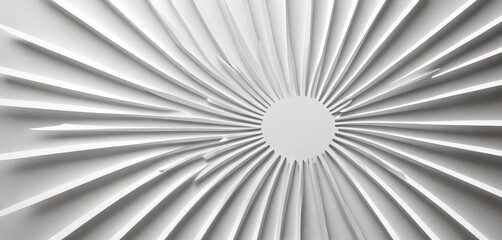 Poster - a close-up view white, abstract pattern composed of radiating lines and a central circular element