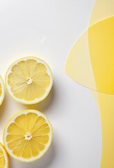 Aufkleber - Three lemon slices are arranged diagonally on a white background, with the top left slice slightly overlapping the bottom right slice