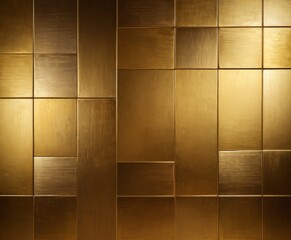 Poster - a close-up view textured golden panel composed of square tiles arranged in a grid pattern