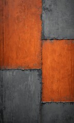 Aufkleber - a close-up view textured surface composed of overlapping rectangular panels in varying shades of orange and gray, creating a sense of depth and dimension