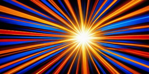 Leinwandbilder - a vibrant burst of light, radiating outwards from a central point, with the colors of the light spectrum - red, orange, yellow, green, blue, and purple - creating a dynamic