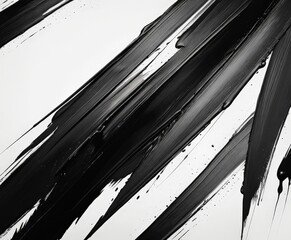 Leinwandbilder - Abstract black and white featuring diagonal brushstrokes and splatters of paint