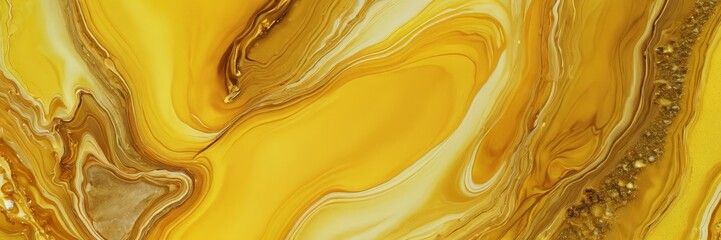 Leinwandbilder - a close-up view vibrant, swirling pattern of yellow and brown hues, resembling the fluidity liquid or the movement wave