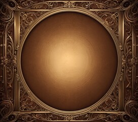Aufkleber - a golden oval frame with intricate designs, set against a dark brown background