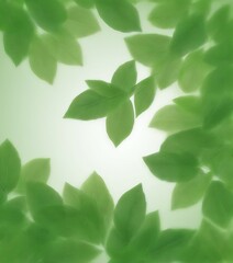 Poster - a close-up view collection of green leaves, with the leaves appearing to be in a slightly blurred and overlapping manner, creating a sense of depth and movement