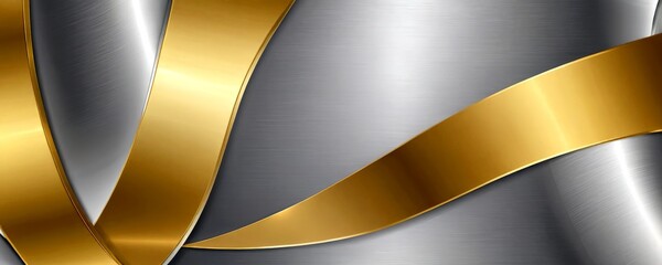Aufkleber - a metallic surface with a repeating pattern of curved lines in gold and silver colors, creating a sense of movement and depth