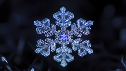 Wall Mural - Intricate snowflake symmetry: nature's ice crystal art for winter decor
