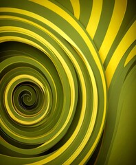 Leinwandbilder - a spiral pattern composed of overlapping concentric circles in various shades of green and yellow, creating a visually striking and abstract design.