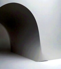 Leinwandbilder - a minimalist white wall with a curved arch on the right side, creating a sense of depth and perspective