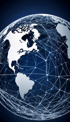 Leinwandbilder - A of the Earth, with a network of interconnected lines and dots representing the global communication and information infrastructure