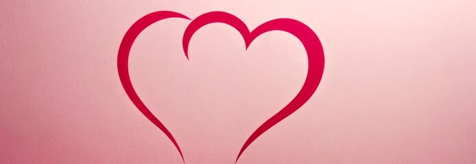 Leinwandbilder - A simple pink heart shape with a curved line design, set against a light pink background