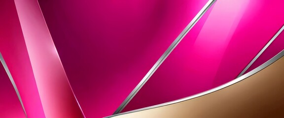 Aufkleber - a vibrant abstract composition with a gradient of pink and gold colors The central focus is a diagonal line, which is adorned with a silver stripe on its right side
