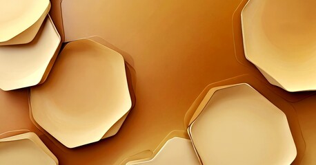 Leinwandbilder - a collection of overlapping hexagonal shapes in varying shades of brown, creating a textured and abstract composition