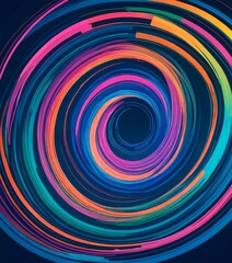 Aufkleber - a vibrant, abstract pattern of concentric circles in various colors, including pink, orange, blue, green, and purple, against a dark background