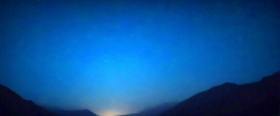 Poster - a dark, starry night sky with a faint glow of light at the horizon, suggesting the presence distant celestial body