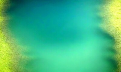 Fototapete - a blurred, green-tinted view body of water, with a faint outline shoreline visible on the right side
