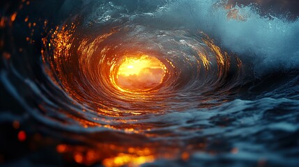 Poster - Sunset Through a Wave: A Dramatic Ocean Scene