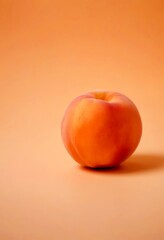 Aufkleber - A single peach sits on a peach-colored background, its vibrant orange hue contrasting with the soft peach tones