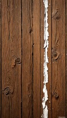 Leinwandbilder - A close-up weathered wooden surface, with visible cracks, knots, and a white paint strip running horizontally across the middle