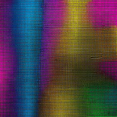 Leinwandbilder - a vibrant, abstract pattern composed of small, square dots in a variety of colors including blue, pink, yellow, and green The pattern is arranged in a diagonal line, creating