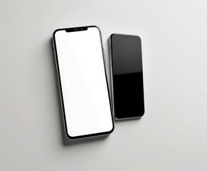 Poster - Two smartphones, one larger and one smaller, are placed side by side on a plain white background