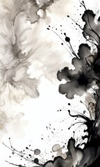 Poster - a striking abstract composition of black and white ink splatters and splotches, creating a dynamic and visually captivating effect