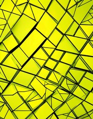 Leinwandbilder - a complex pattern of intersecting lines and triangles in various shades of yellow, creating a visually striking and abstract design.