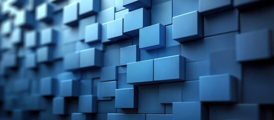 Wall Mural - Abstract blue background of 3D geometric cubes.