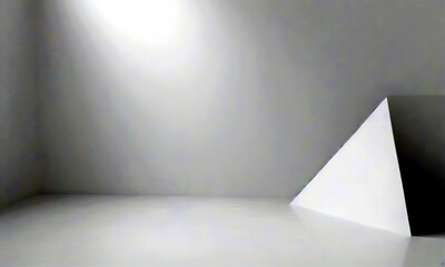 Poster - A minimalist white room with a triangular object on the right side